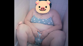 Fat Pig Playing With Her Piss
