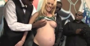 Black gangbang on pregnant white slut