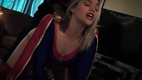 Mia Malkova is wearing a Supergirl costume while getting fucked from the back and enjoying it
