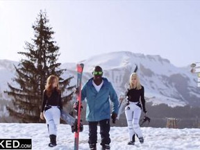 BLACKED Ski bunnies Jia & Like compete for Joss' rod