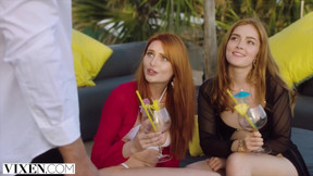 VIXEN Gorgeous Redheads Seduce Bartender while on Vacation - Alberto blanco
