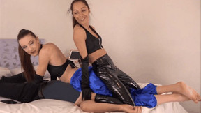 Hard punishment under Jessica and Ariane's ass for the jerk ( 2 PART )