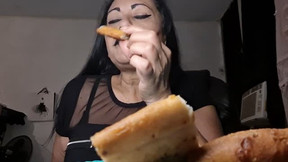Pizza Party Giantess Vore Topped with tiny people Latina milf giantess lolas chewy pizza eating
