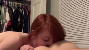 Amazing amateur red head gives a rimjob (eating ass)