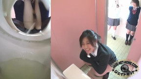 School babe's toilet overflowing with piss